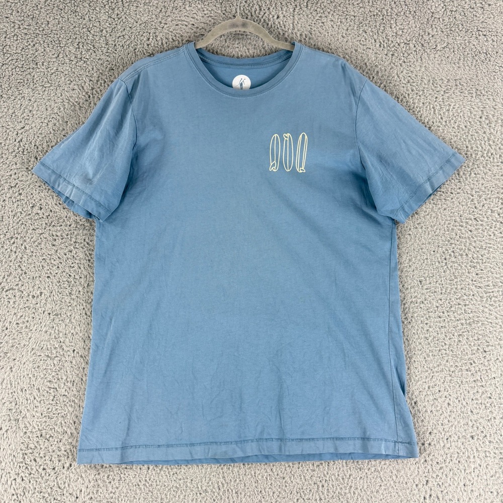 Toes on the Nose Mens T Shirt Large Blue Surfboard Graphic Casual Cotton Tee